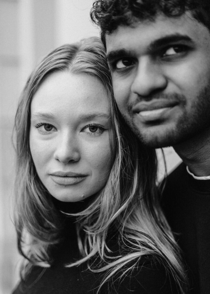 black and white engagement photos