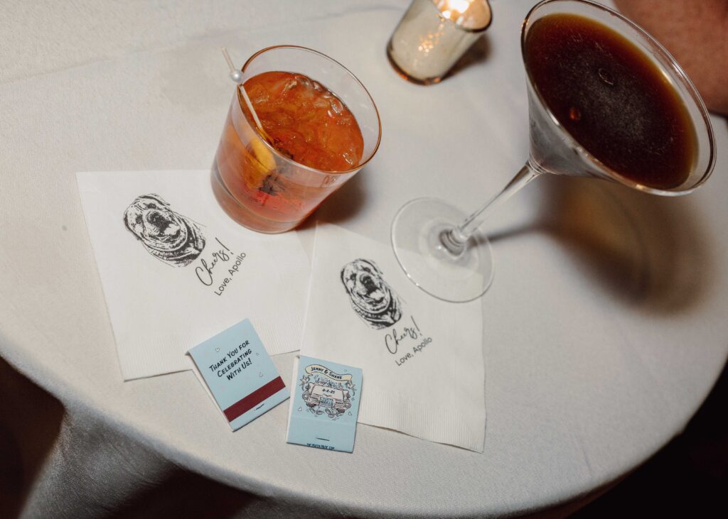signature drinks and custom napkin