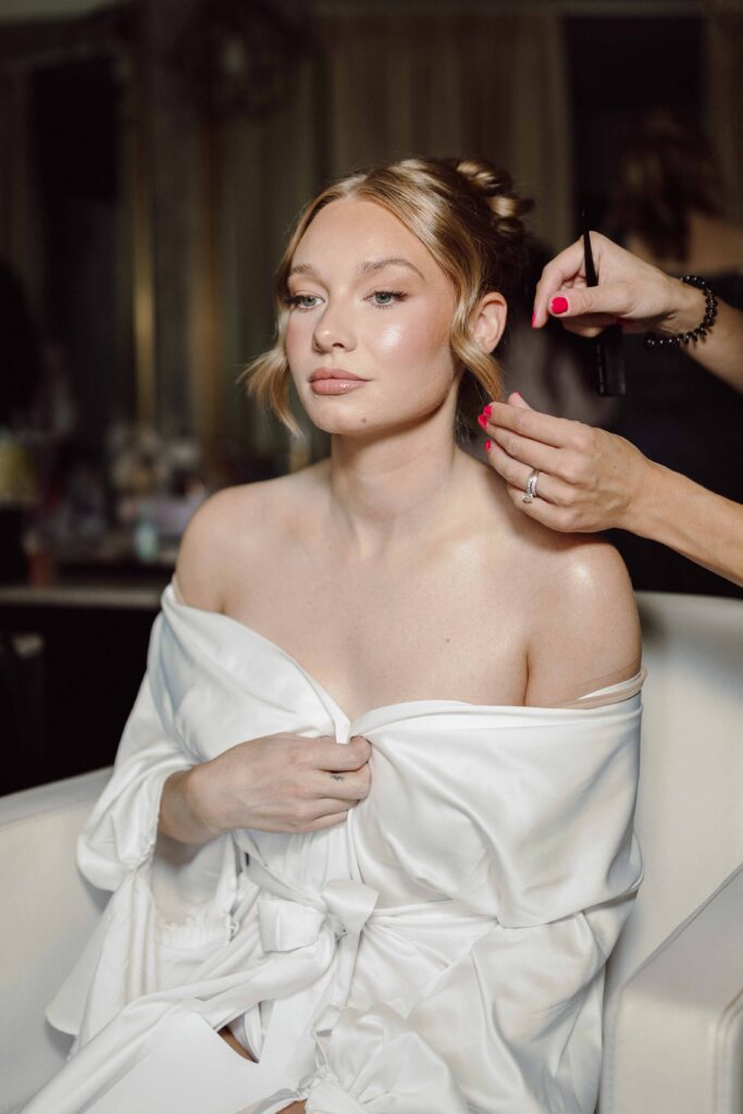 bride getting ready wedding day at Hotel Syracuse