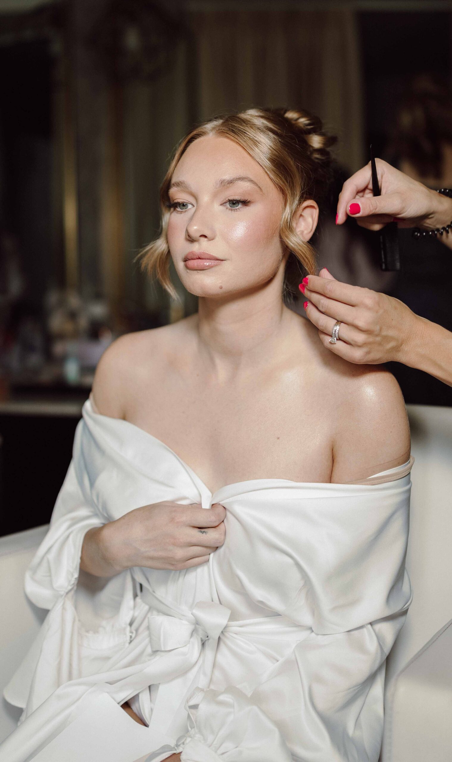 bride getting ready wedding day at Hotel Syracuse
