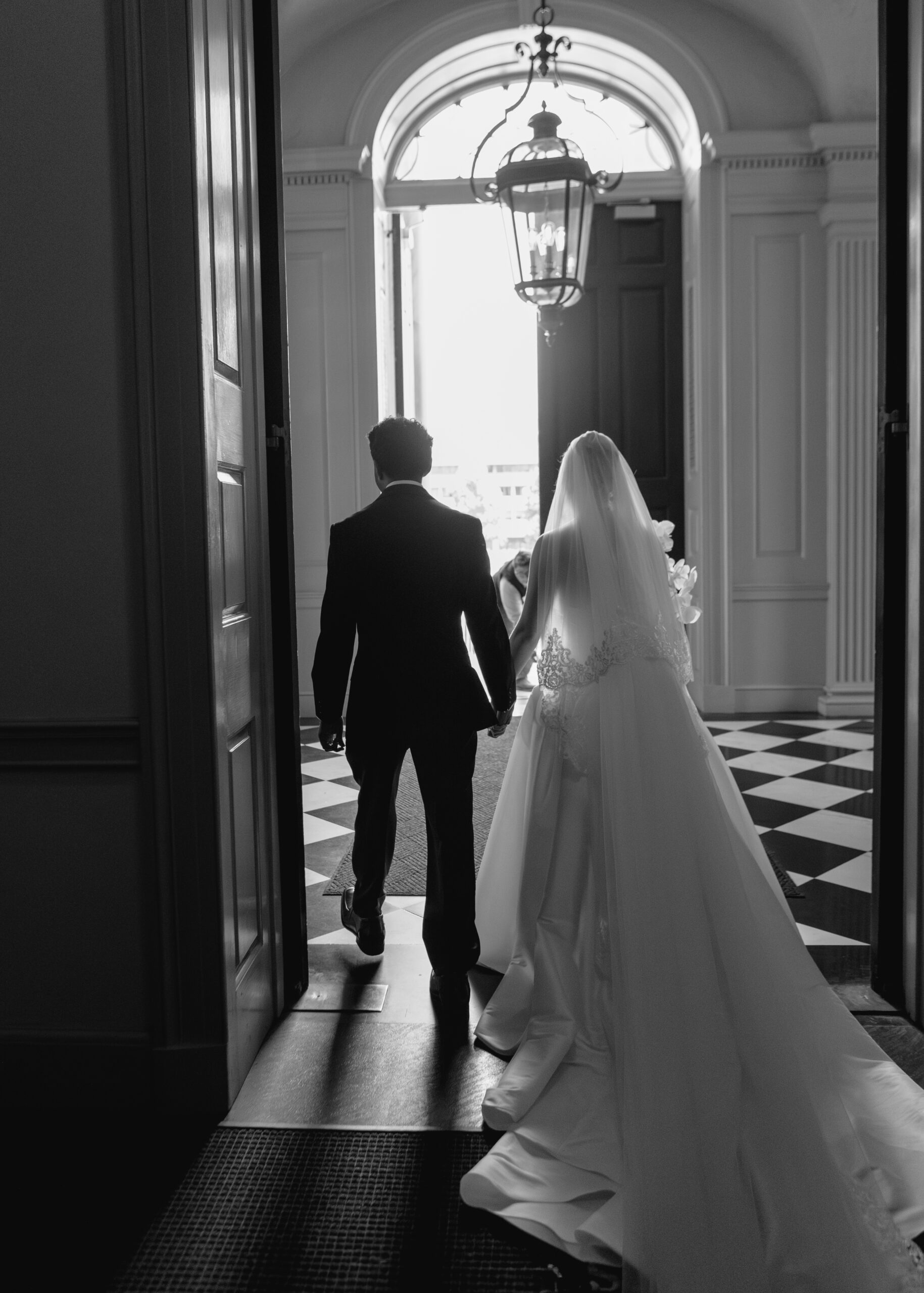 bride and groom exiting church ceremony in Syracuse, NY