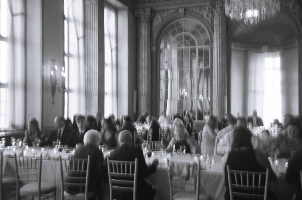 dinner time at Hotel Syracuse wedding Grand ballroom