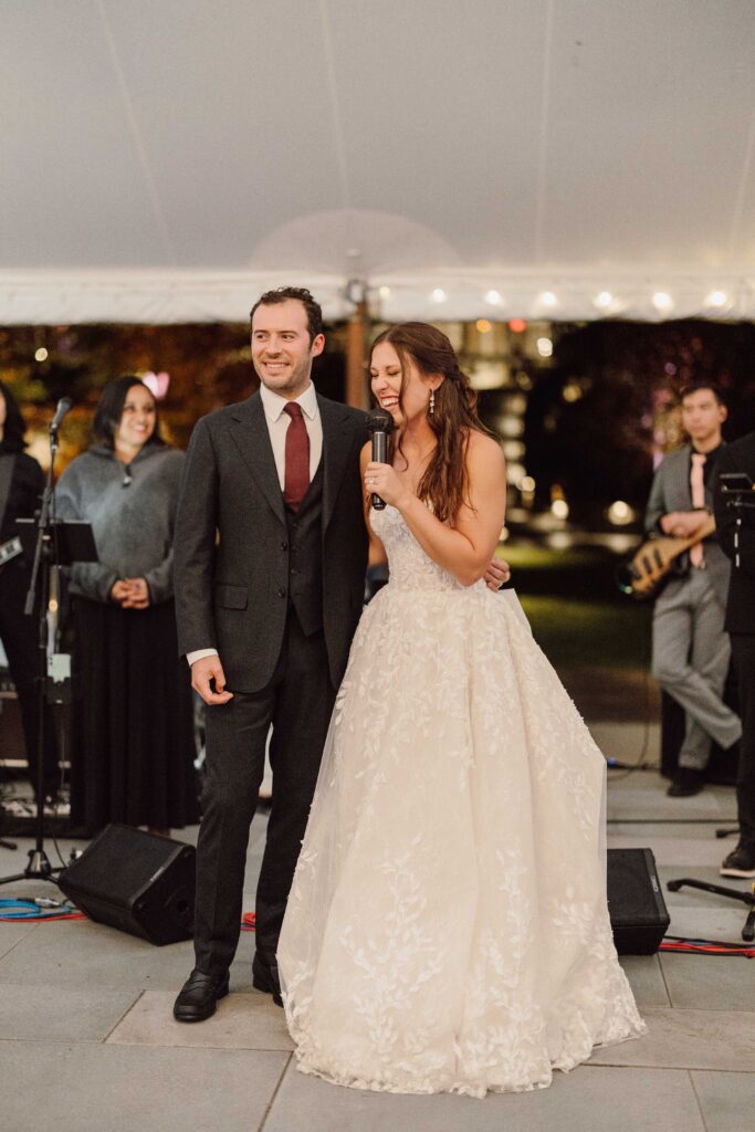 bride and groom speech Inn at Taughannock Falls wedding