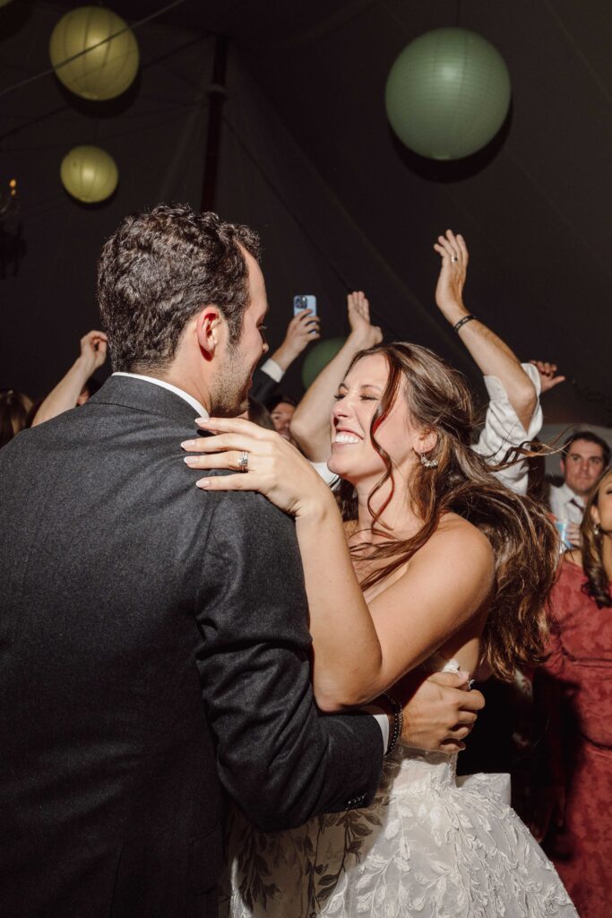 bride and groom on dance floor at Inn at Taughannock Falls wedding