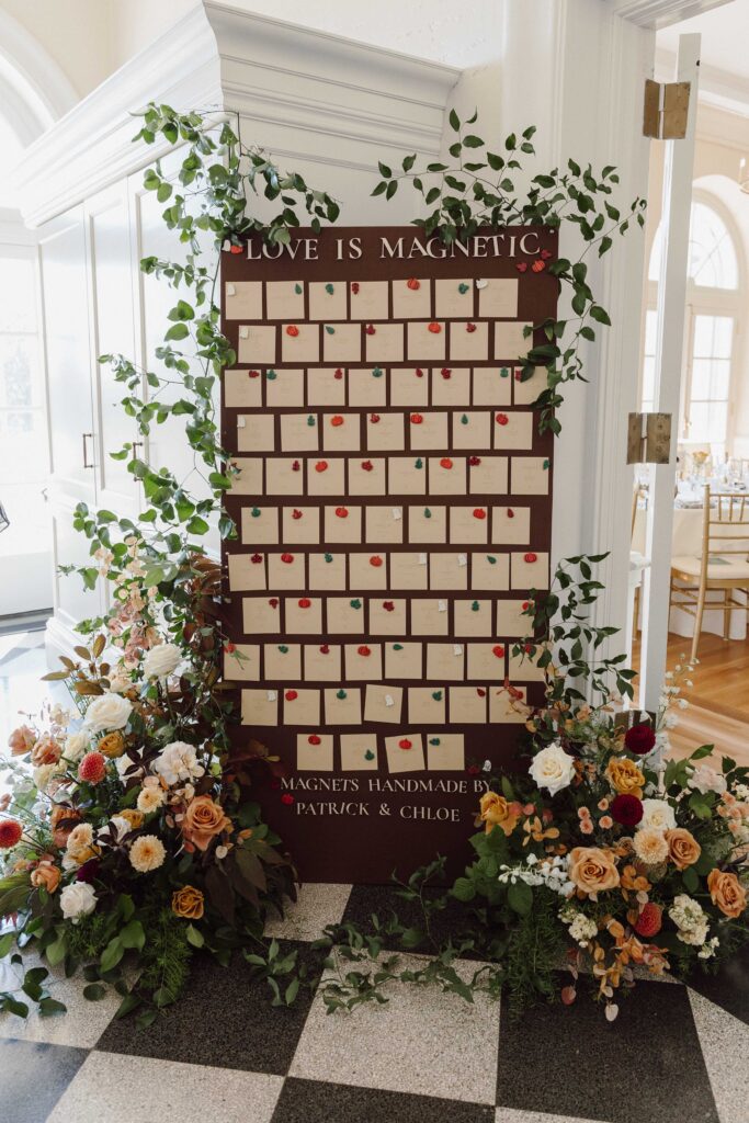 wedding seating chart with magnets