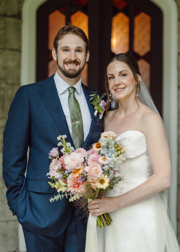 bride and groom wedding day portrait