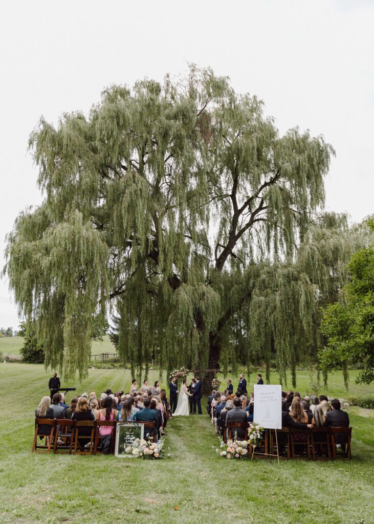 ceremony under willow tree at The Munro in Skaneateles, NY