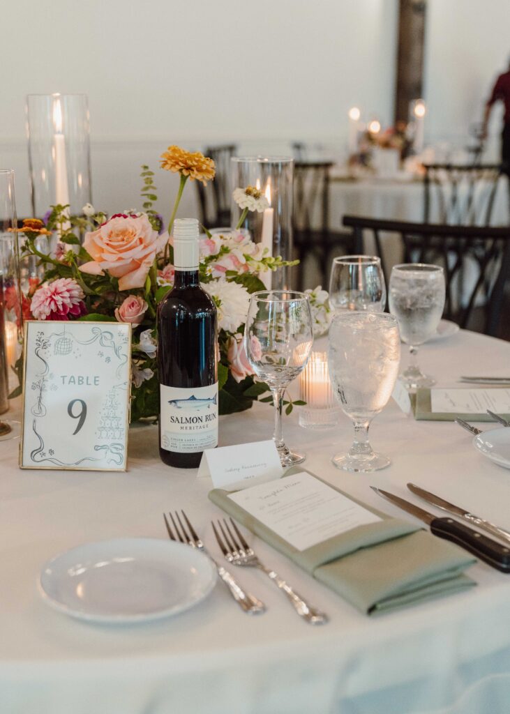 table setting, finger lakes wine