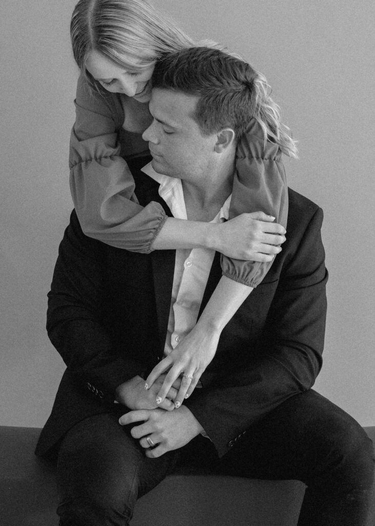 red backdrop valentine's day couple photos