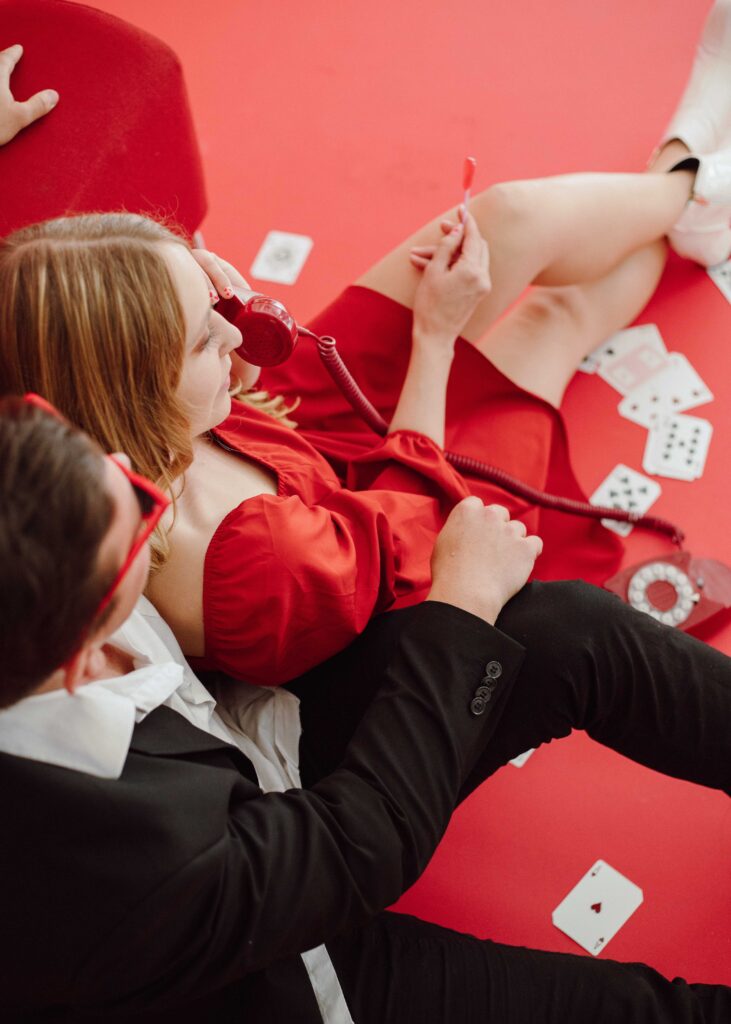 red backdrop Valentine's Day Themed Couple's Photoshoot