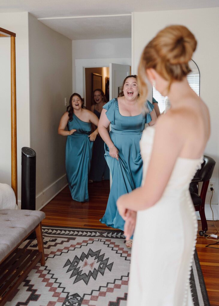 bridesmaid first look vanderkamp ny wedding