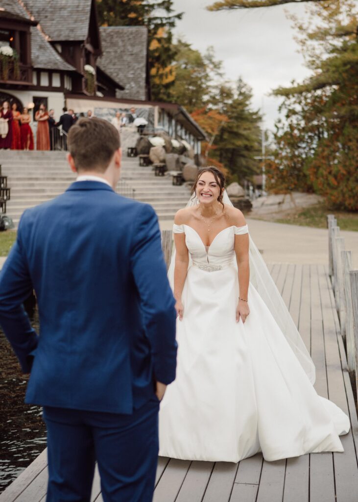 first look at Lake George Club Wedding 