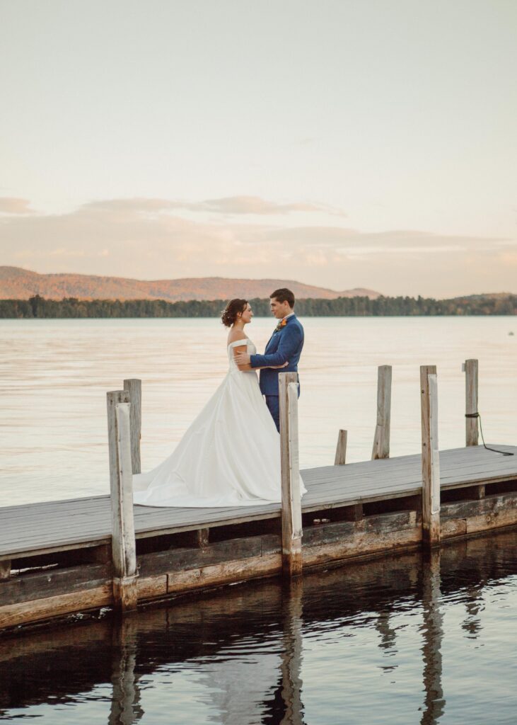 couples portrait Lake George Club Wedding 